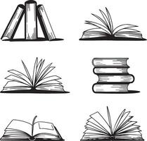 Collection of hand drawn open and closed books vector
