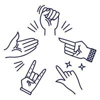 Diverse hand gestures in a circular arrangement vector