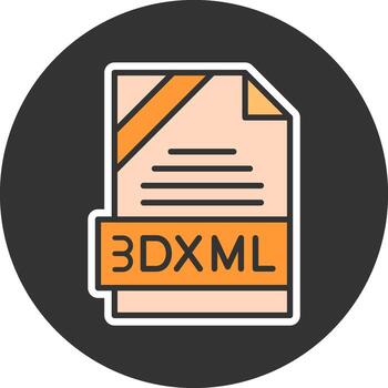 3dxml formato mínimo lleno gris circulo icono vector