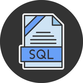 SQL Format Minimal Filled Grey Circle Icon vector