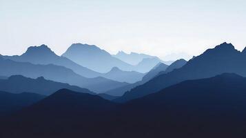 Serene Blue Mountain Layers Reaching Towards the Sky. photo