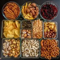 A Variety of Delicious Snacks Ready for Enjoyment and Sharing. photo