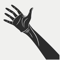 Stylized black silhouette of a human arm and hand reaching upwards vector