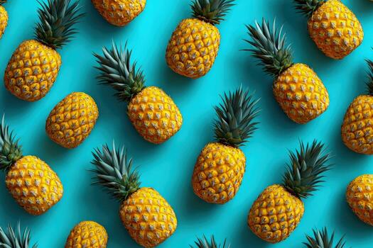 Pineapple pattern on blue background tropical fruit delight photo