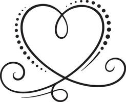 Elegant black and white heart flourish design vector