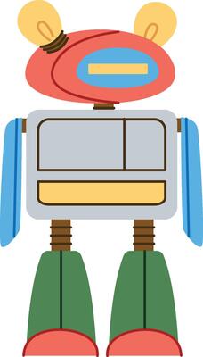 Retro Robot with Antenna Ears