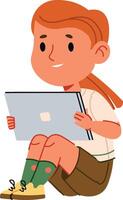 Child Reading Tablet vector