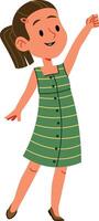 Smiling Girl in Striped Dress vector
