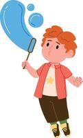 Boy Blowing Soap Bubbles vector