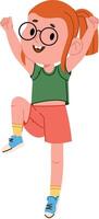 Cheerful Girl Jumping with Joy vector