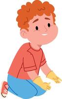 Child Kneeling with Gloves vector