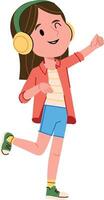 Girl Dancing with Headphones vector