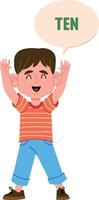 Boy Counting Ten with Speech Bubble vector
