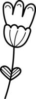 Hand-Drawn Flower with Stem vector