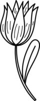 Line Art Tulip with Leaf vector