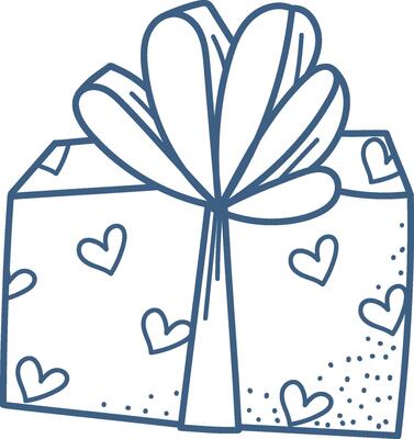 Gift Box with Heart Pattern Doodle Element
