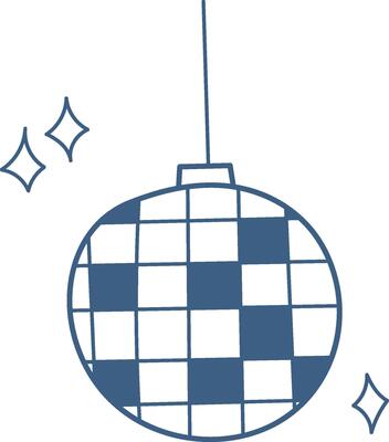 Retro Disco Ball with Sparkles Doodle