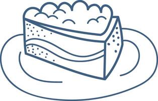 Slice of Cake on Plate Doodle vector