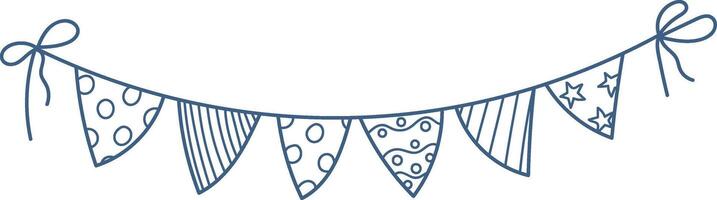 Party Flags Ribbon Doodle vector