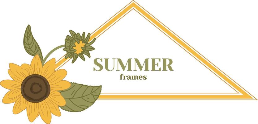 Floral Triangle Frame with Sunflower