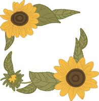 Sunflower Frame with Leaves Element vector
