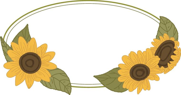 Oval Sunflower Wreath with Leaves