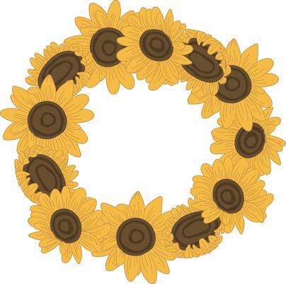 Sunflower Wreath in Circular Pattern Nature