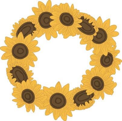 Sunflower Wreath in Circular Pattern Design