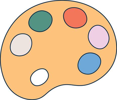 Artist Palette with Paint Blobs Element