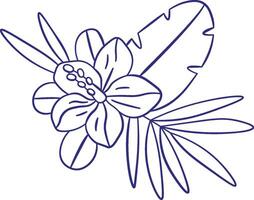 Tropical Floral Line Art Composition vector