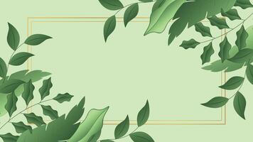 Elegant green leaf border design with soft botanical elements and a minimal frame on light background ideal for invitations greeting cards posters and digital artwork vector