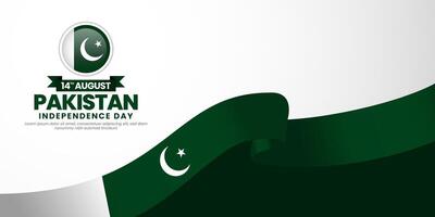 Pakistan independence day banner background august 14th design element with waving flag vector