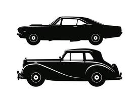 classic, vintage, retro car silhouette on white background vector