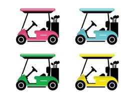 simple minimalist golf cart illustration with various colors vector