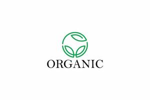 Organic Nature Logo Green Leaf Foliage Circle Linear Icon Sign Symbol vector