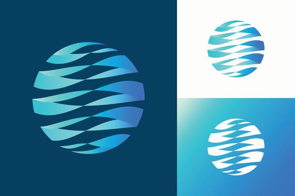 Abstract Circle Deep Blue Wave Pattern Logo Modern Concept Business Technology