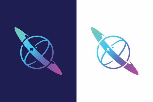 Planet Saturn Logo Global Tech Business Modern Network Communication Connection vector
