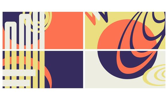 Set of abstract backgrounds in retro style vector