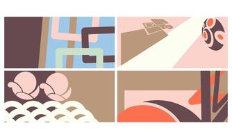 Set of four abstract backgrounds in retro style for your design vector