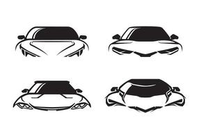Front facing sport car logo set. Ideal for racing brand, detailing shop, garage, or elite auto club vector