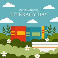 international literacy day illustration in flat style vector