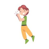 Happy Boy Clapping his Hands, Joyful Kid Applauding Expressing Enjoyment, Appreciation, Delight Cartoon Style Illustration vector