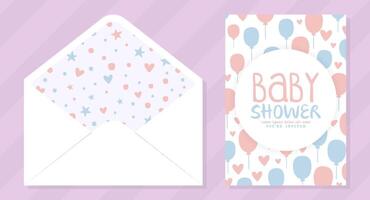 Baby Shower Invitation Card and Envelope Templates in Pastel Colors Illustration vector