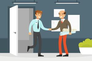 Meeting of Business Partners, Successful Businessmen Handshaking after Good Deal Flat Illustration vector
