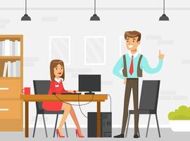 office worker Serious female secretary office worker 2D linear cartoon