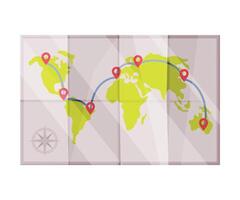 Paper Map with Destination Points as Travel and Tourism Symbol Illustration vector
