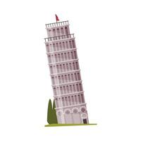 Leaning Tower of Pisa as Famous City Landmark and Travel and Tourism Symbol Illustration vector