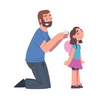 Bearded Dad Putting Crown on the Head of His Little Daughter Illustration vector