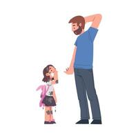 Astonished Bearded Dad Looking at His Daughter Standing in Clothes with Mud Splashes Illustration vector