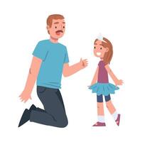 Moustached Dad Playing with His Daughter Wearing Crown Illustration vector